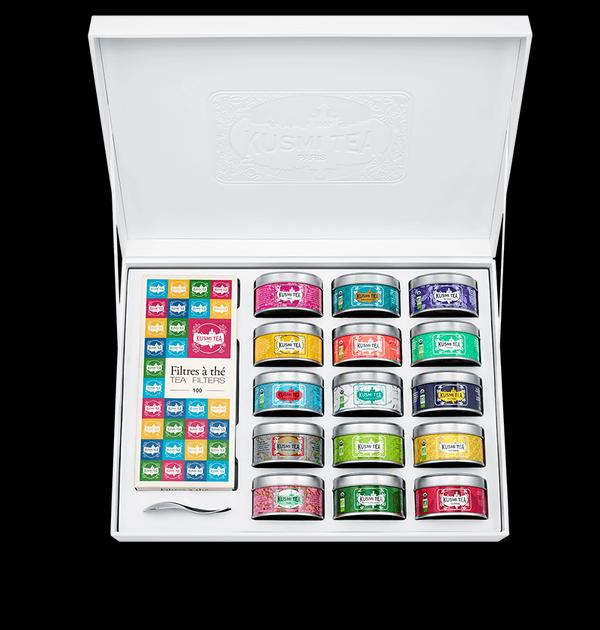 Dárková sada The Collection, 15 malých dóz s čaji, s filtry a lžičkou