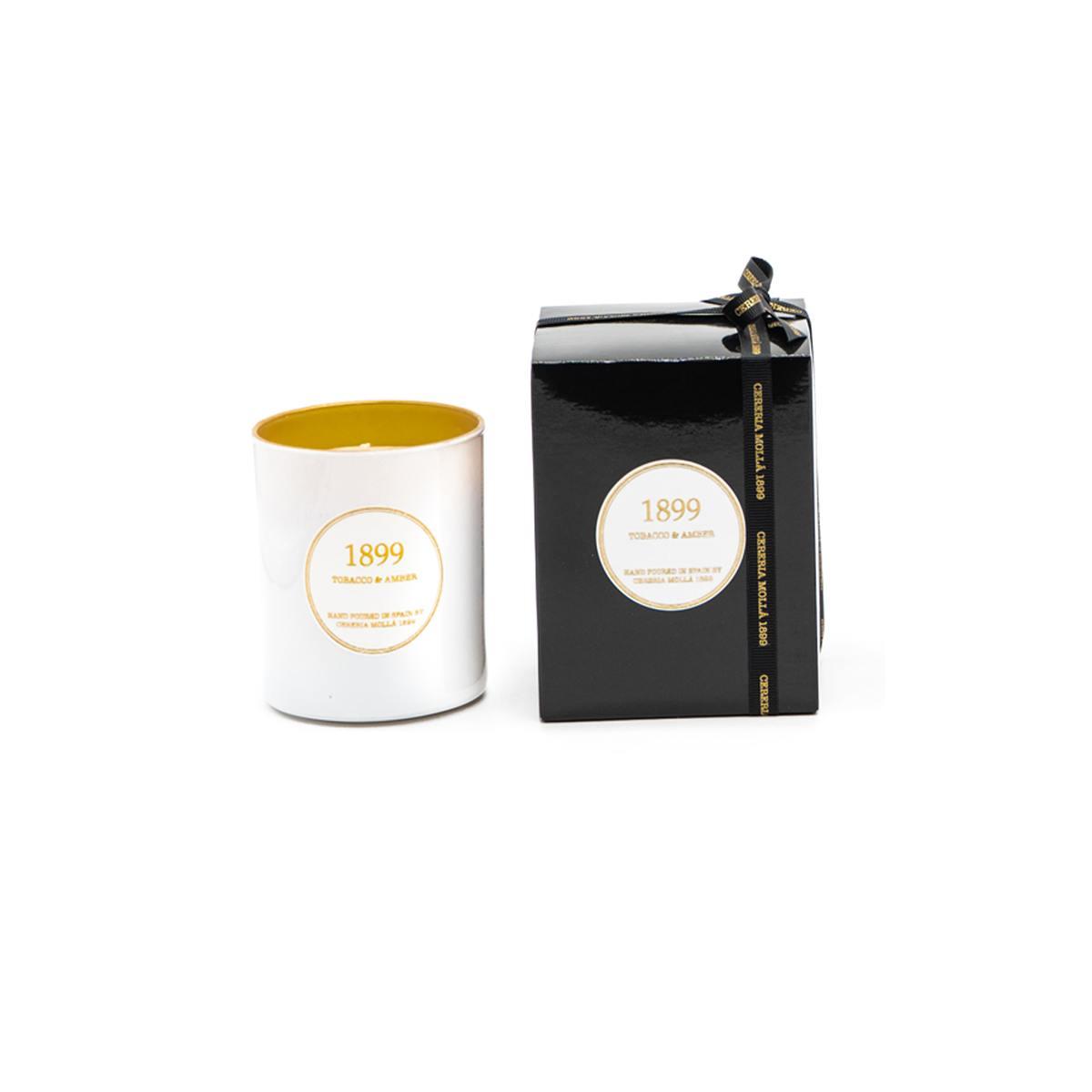 Vonná svíčka Tobacco & Amber, 230 g, white & gold