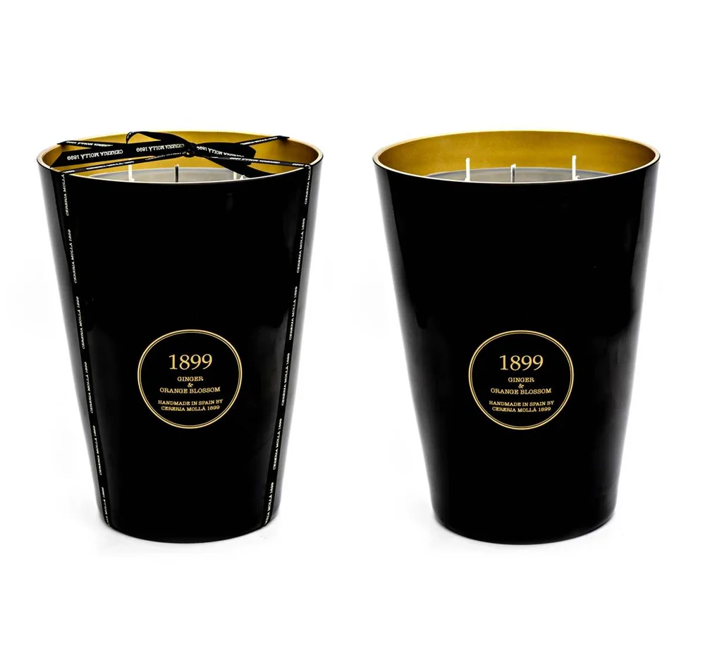 Vonná XXL svíčka se 4 knoty Ginger & Orange Blossom, 4000 g, black & gold