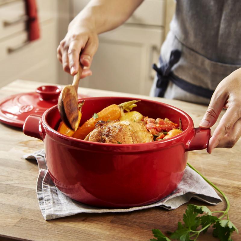 Keramický hrnec s poklicí Flame, Ø 24 cm / 4 l, granátová