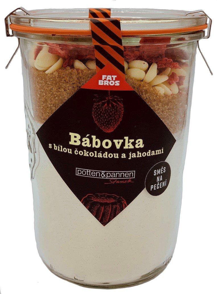 Směs na pečení Bábovka s bílou čokoládou a jahodami, 610 g