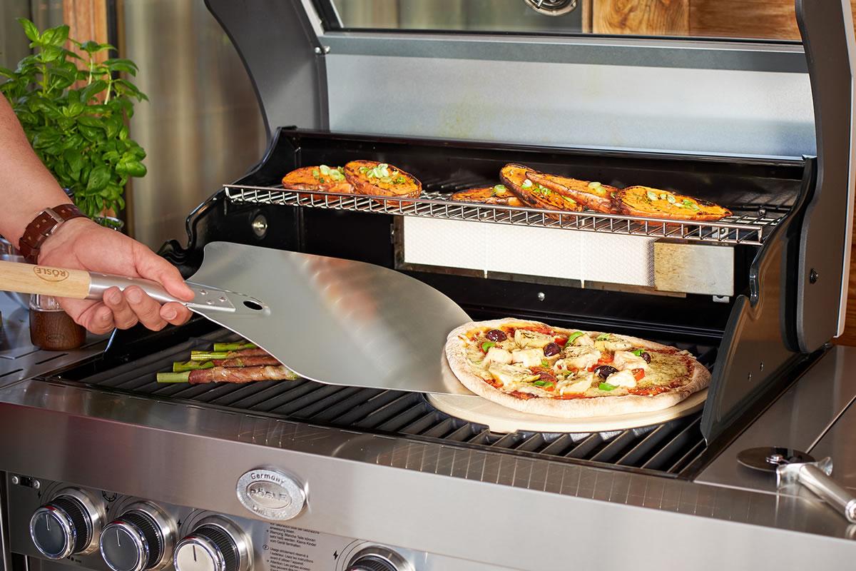 Bbq pizza set, 3 ks (pizza kámen, lopatka, kráječ)