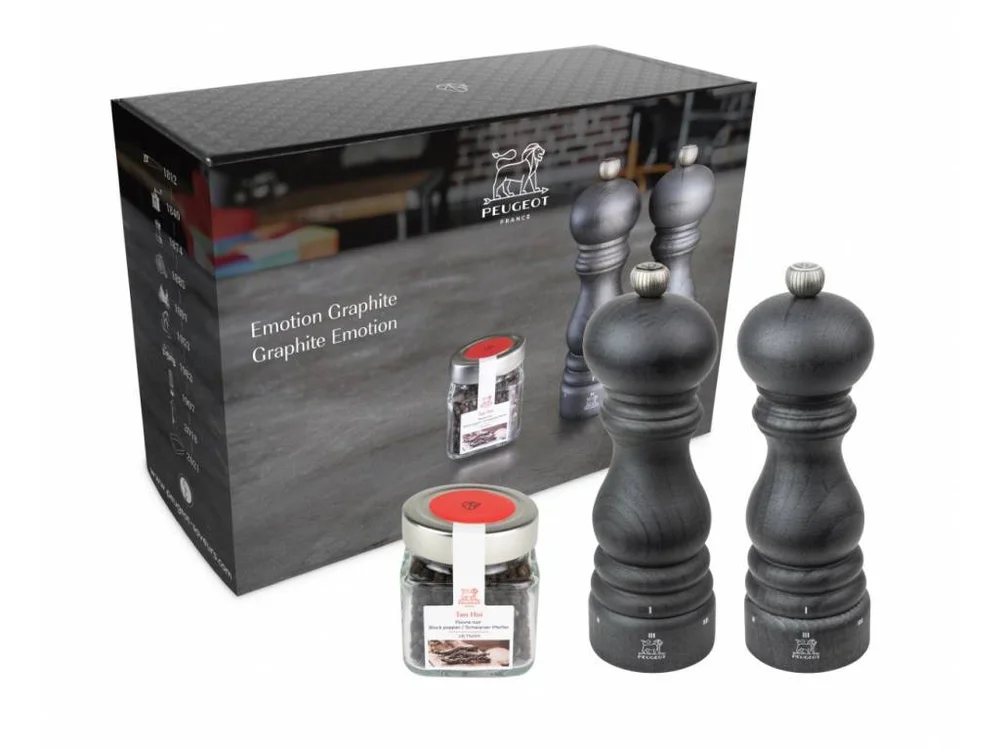 Dárkové balení mlýnků na sůl a pepř Paris u'Select, Graphite Emotion, 18 cm + balení pepře Tan Hoi