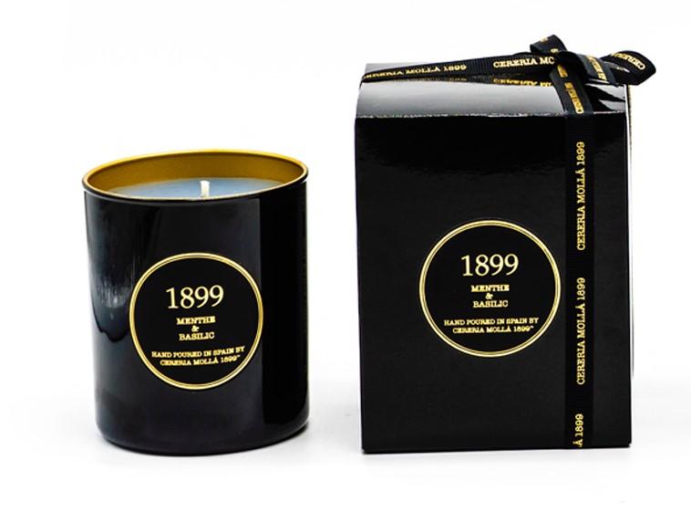 1899 Vonná svíčka Menthe & Basilic, 230 g, black & gold