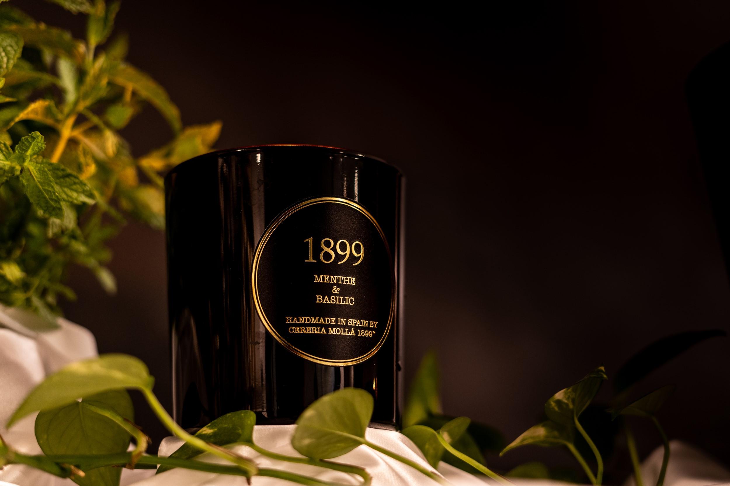 1899 Vonná svíčka Menthe & Basilic, 230 g, black & gold