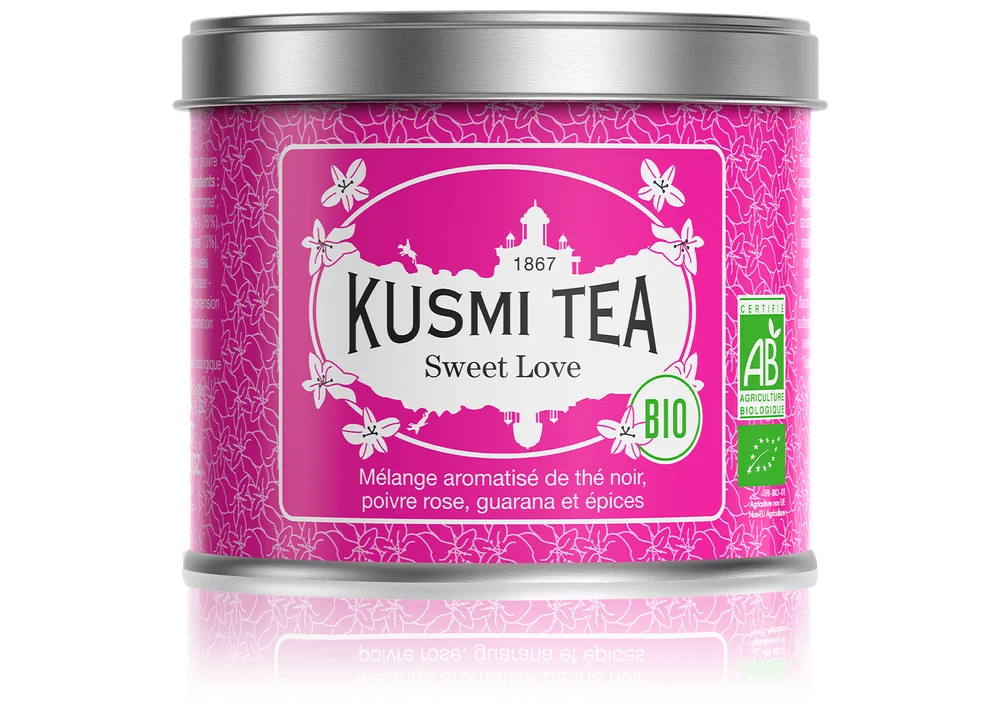 Sypaný černý čaj Sweet Love Bio, kovová dóza 100 g