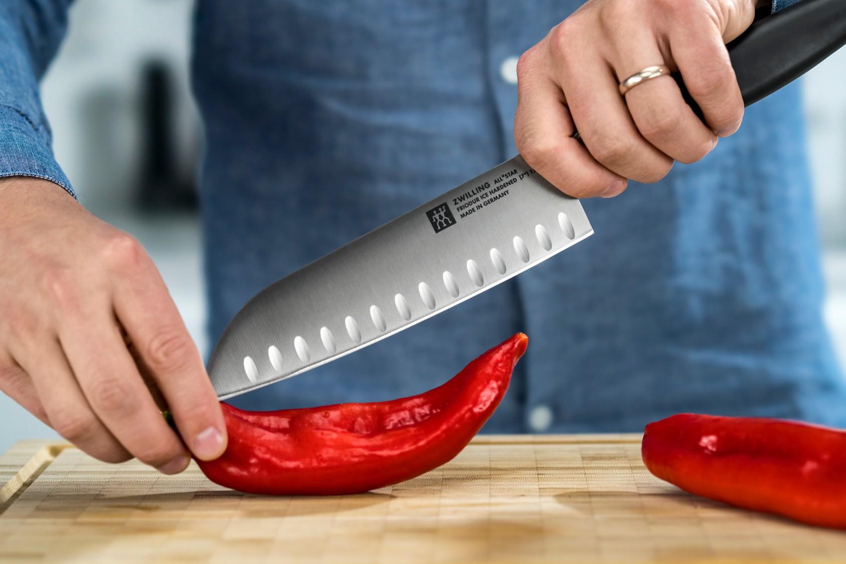 Santoku nůž s výbrusem All * Star, 18 cm, matně zlaté logo