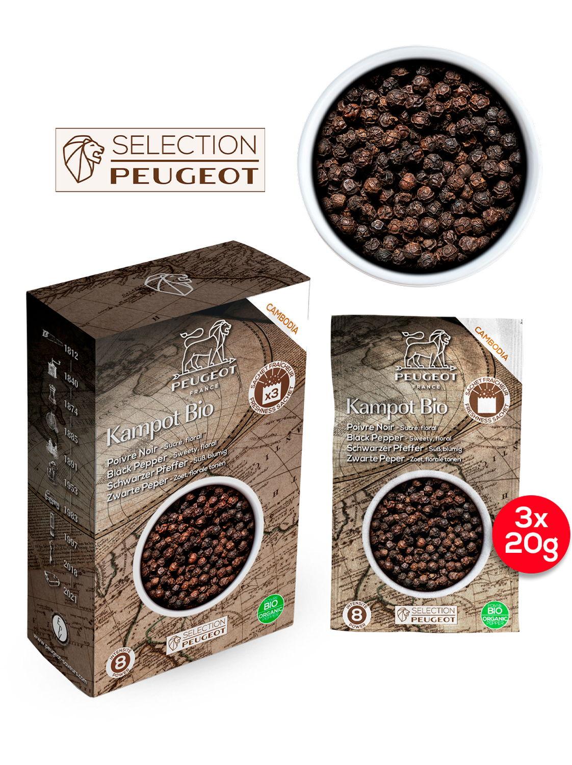 Černý pepř Kampot Bio, 3 x 20 g