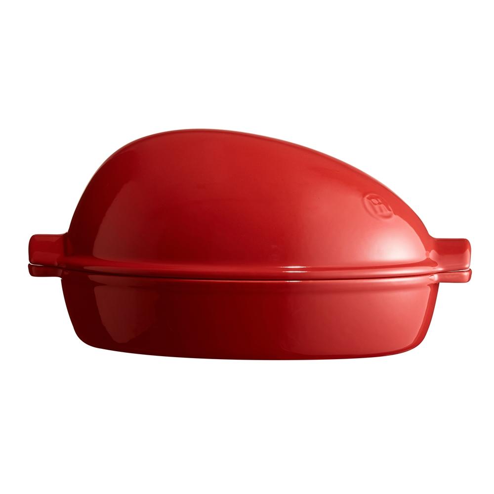 Oválný keramický pekáč na drůbež s poklicí, 5 l, pepřová