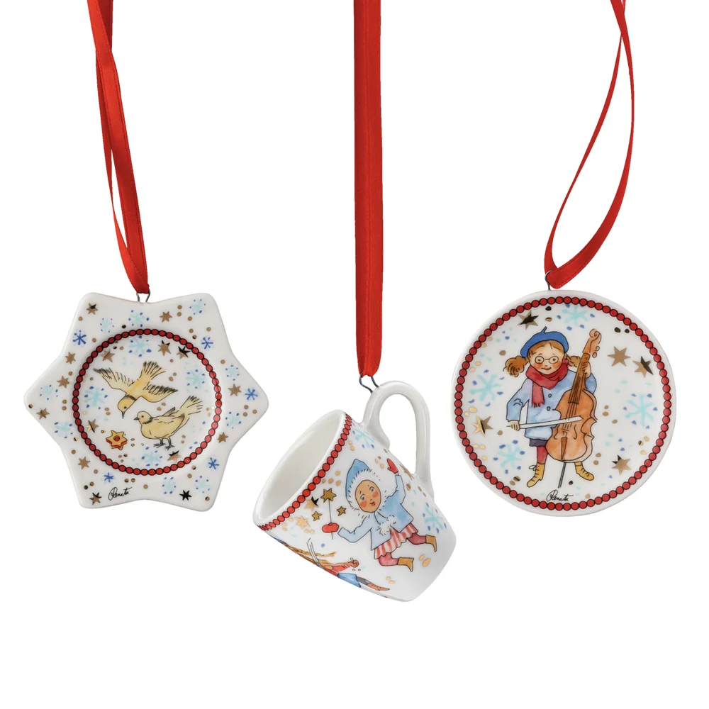 Vánoční set 3 porcelánové mini ozdoby, Christmas Sounds, 6 cm