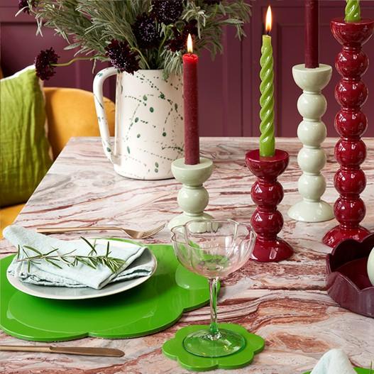 Lakované prostírání Chiffon Lacquer, Ø 33 cm, 4 ks, zelená