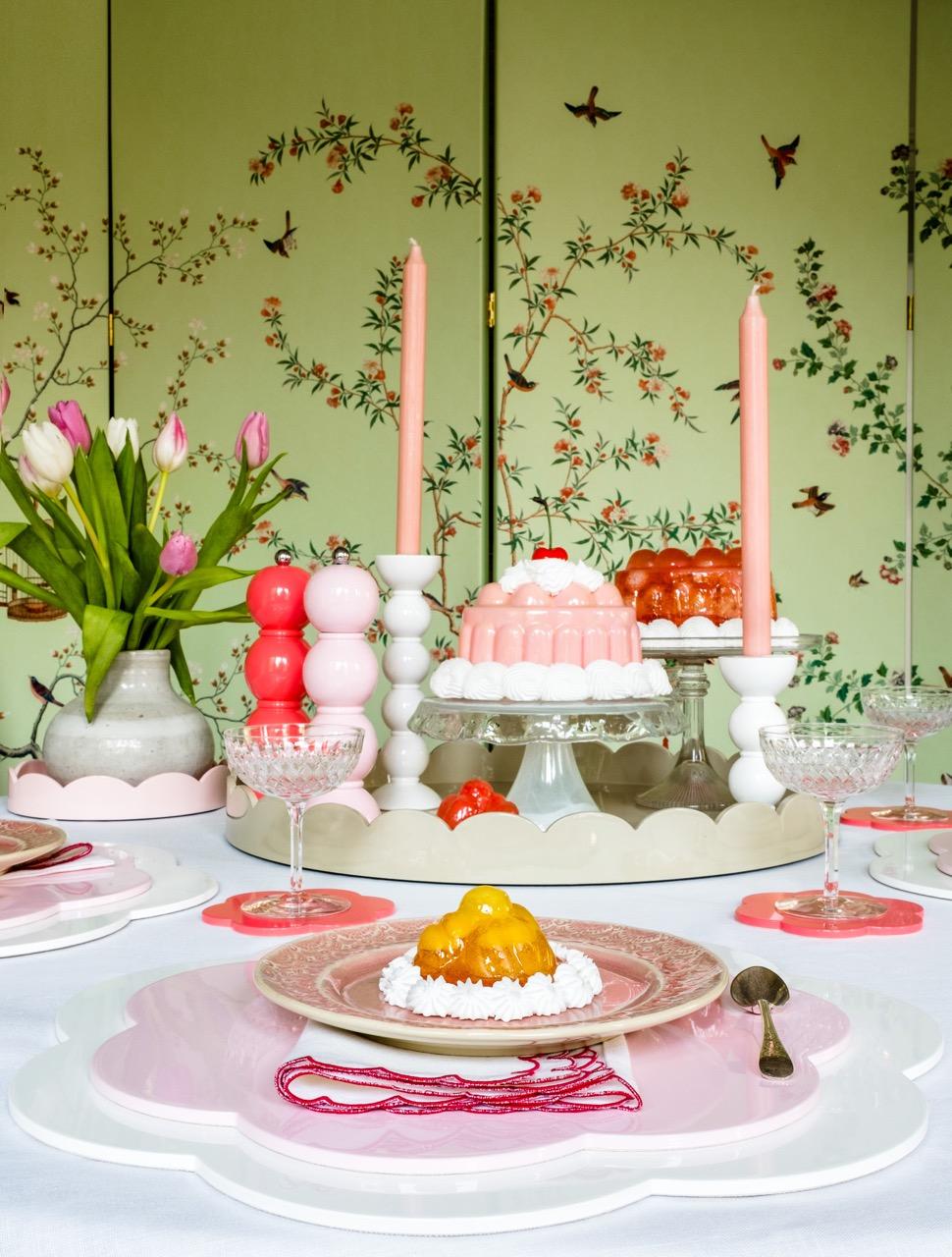 Lakované podtácky Scallop Coasters, Ø 12 cm, 4 ks, melounově růžová