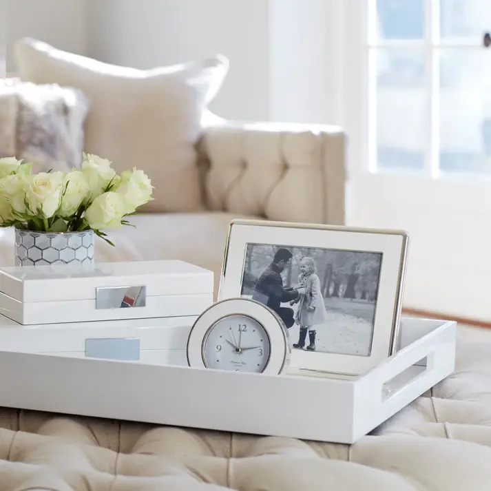 Lakovaný servírovací podnos, 56 x 41 cm, bílá