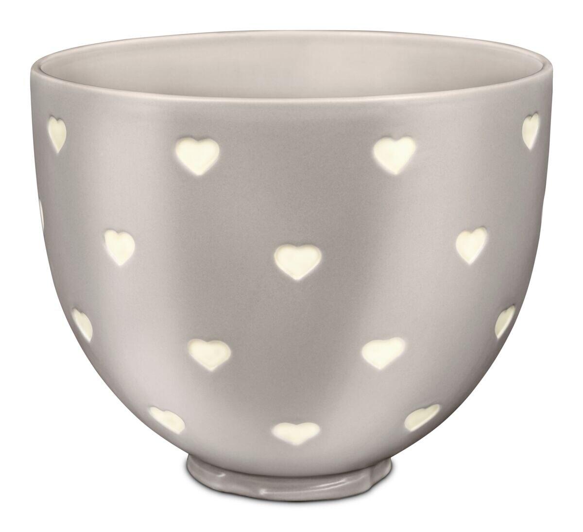 Keramická mísa 4,83l, Srdce, šedá