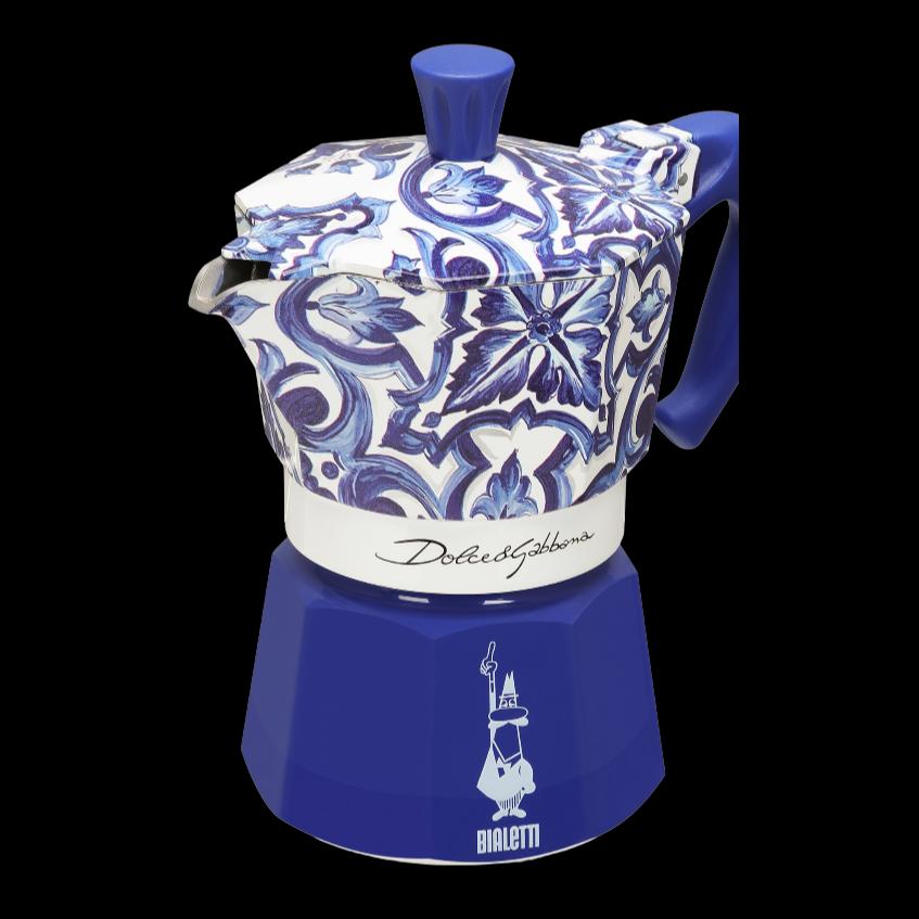 Dárková sada Moka Express konvička Blu Mediterraneo, 3 pohárky, míchátka