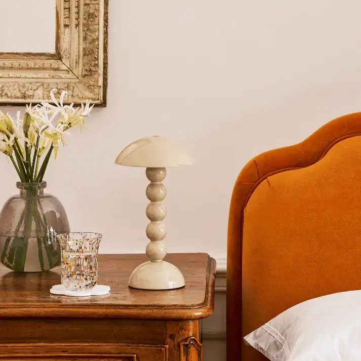 Bezdrátová dobíjecí LED lampa Bobbine, 30 cm, cappuccino