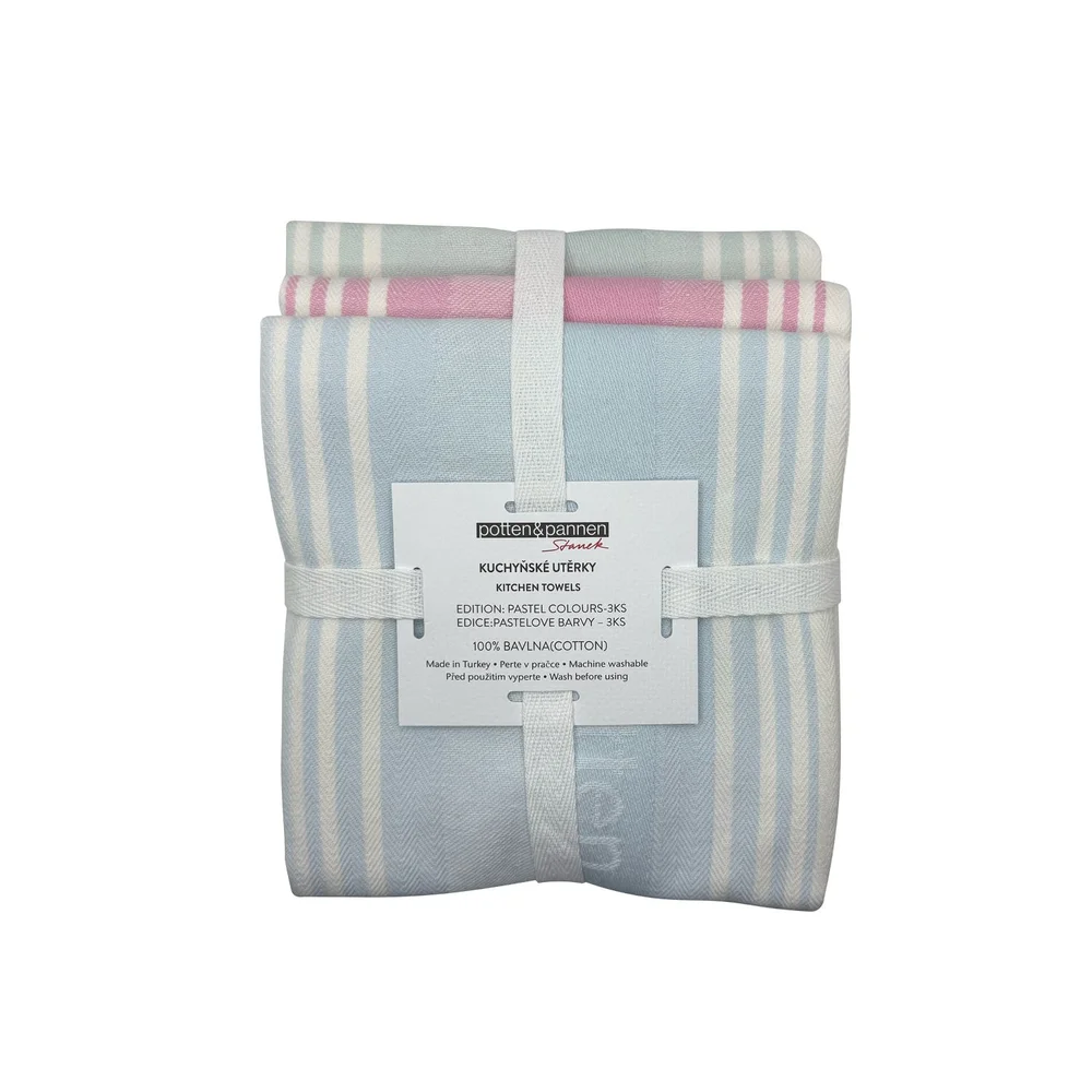 Sada 3 bavlněných kuchyňských utěrek Potten & Pannen - Staněk, pastelové barvy