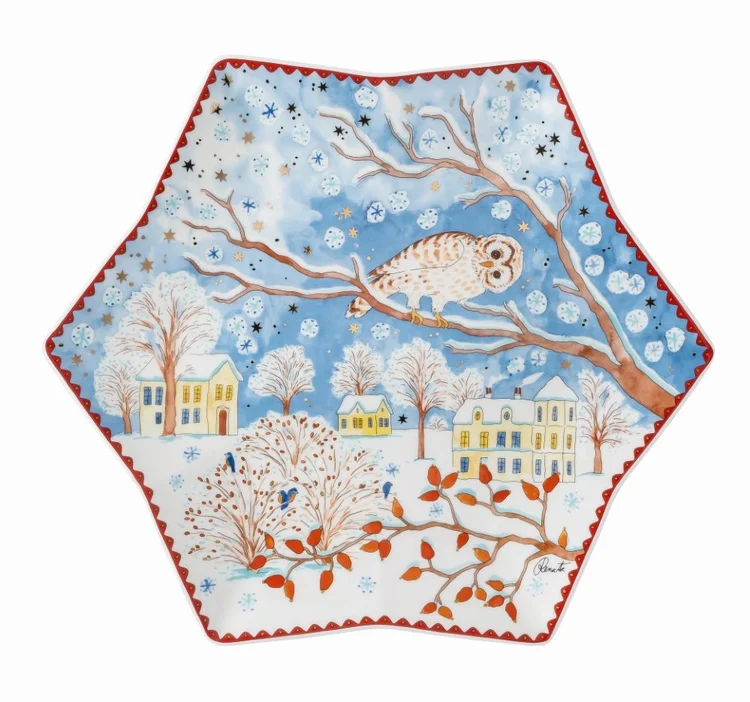 Velký vánoční talíř ve tvaru hvězdy z kolekce vánočního porcelánu Rosenthal 2022 Štědrý večer