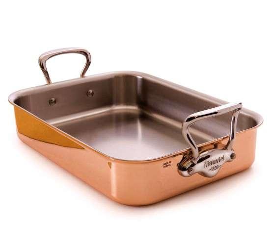 Medený pekáč s nerezovými ušami a roštom, M’héritage 150 S, 30 x 22 cm