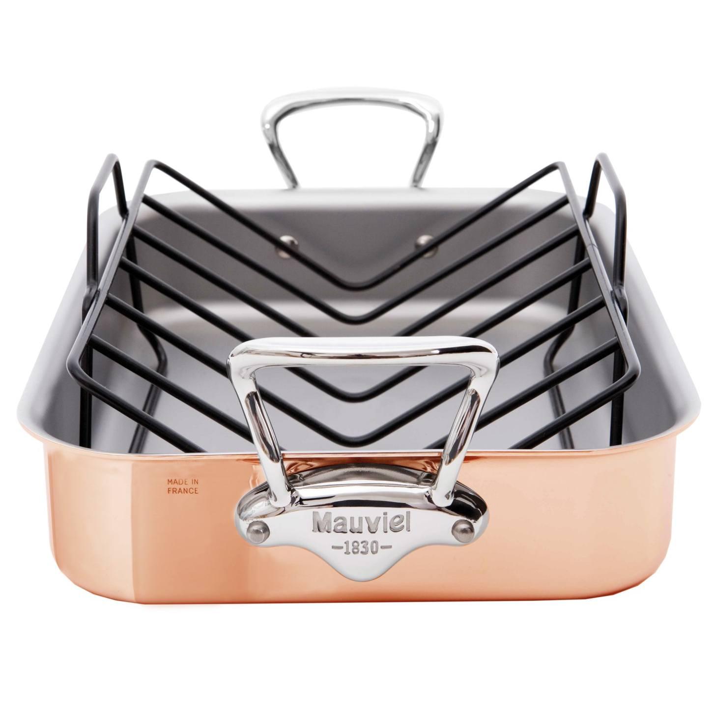Medený pekáč s nerezovými ušami a roštom, M’héritage 150 S, 30 x 22 cm