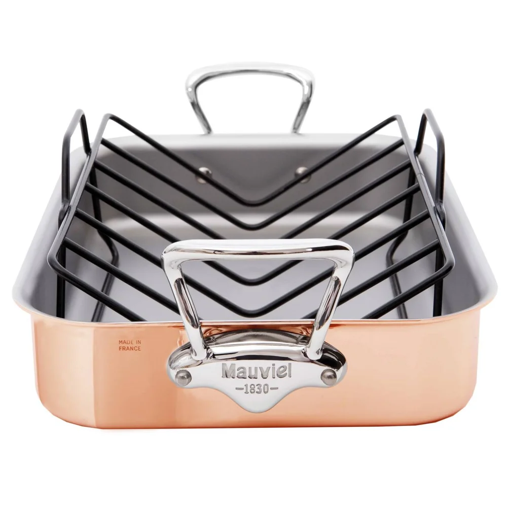Medený pekáč s nerezovými ušami a roštom, M’héritage 150 S, 30 x 22 cm
