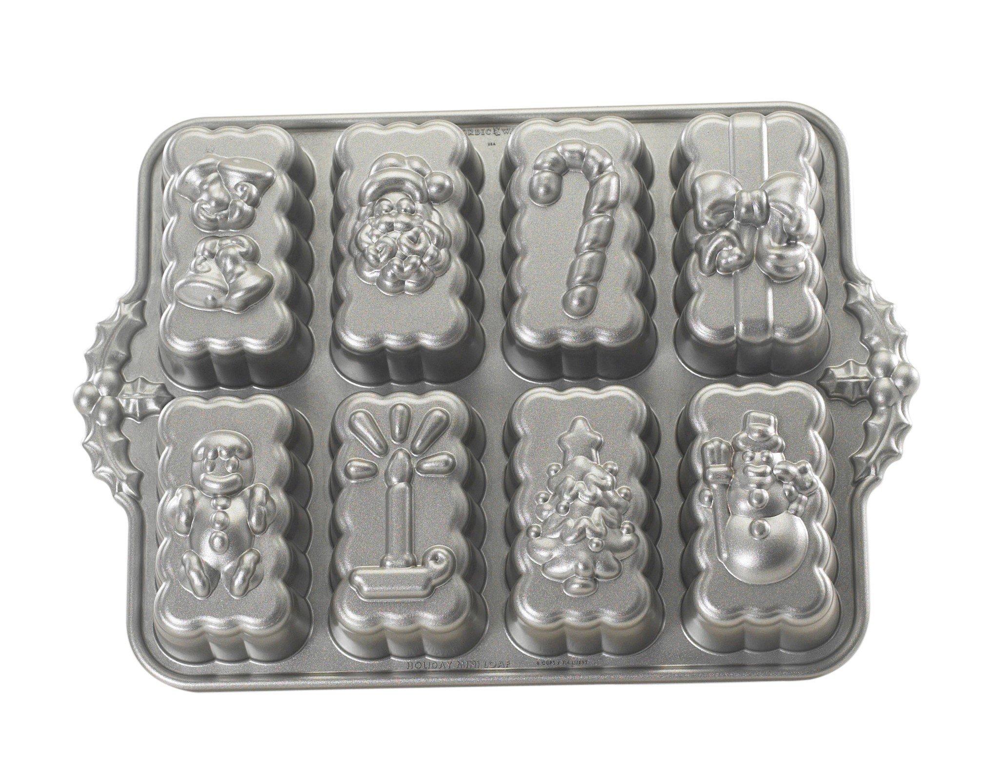 Forma 8 vianočných mini chlebíčkov, strieborná, 1,4 l