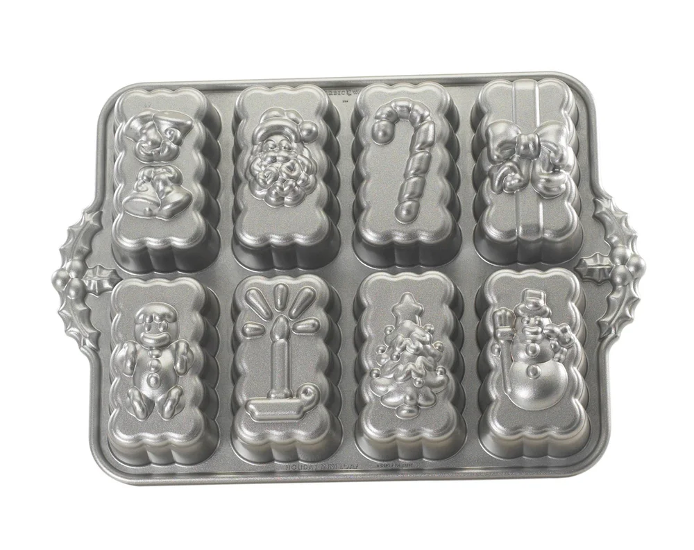 Forma 8 vianočných mini chlebíčkov, strieborná, 1,4 l