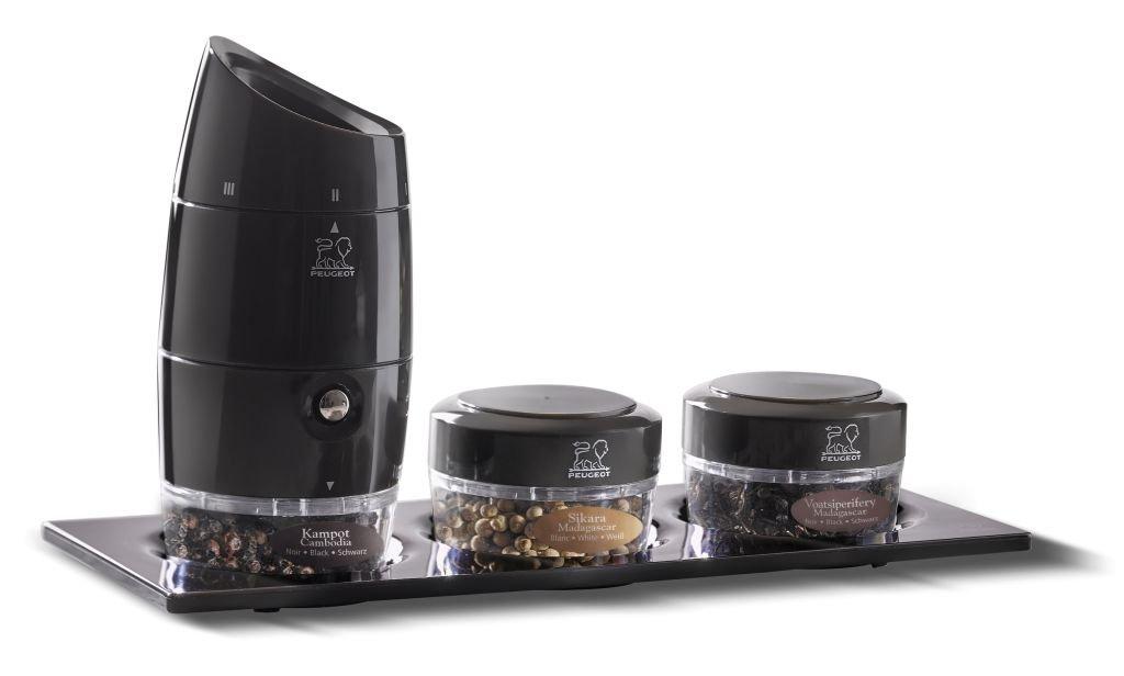 Mlynček na korenie Zanzibar s 3 druhmi korenia