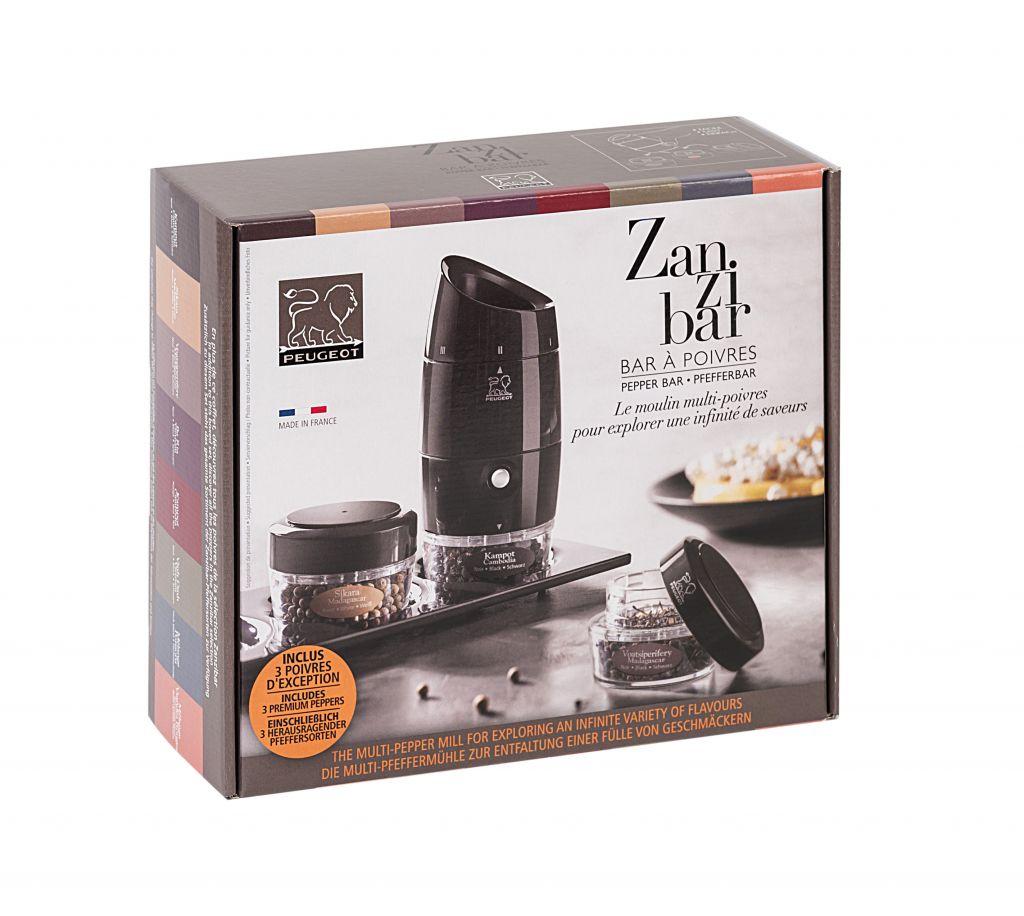 Mlynček na korenie Zanzibar s 3 druhmi korenia