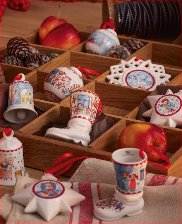 Porcelánová ozdoba na stromček Topánočka, Štedrý večer, 8,5 cm