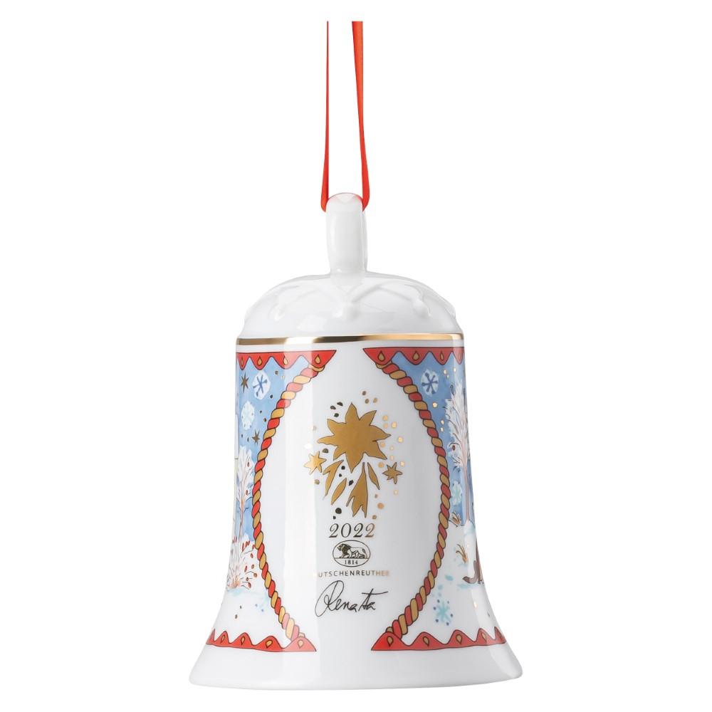 Vianočný porcelánový zvonček, Štedrý večer, 12 cm