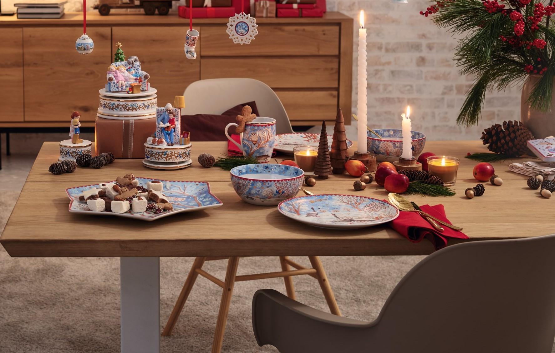 Vianočná súprava 3 plechových nádob na cukrovinky, Štedrý večer