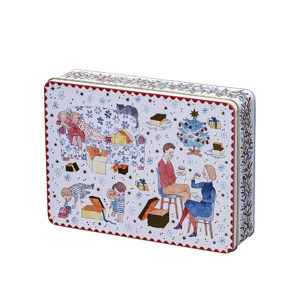 Vianočná súprava 3 plechových nádob na cukrovinky, Štedrý večer