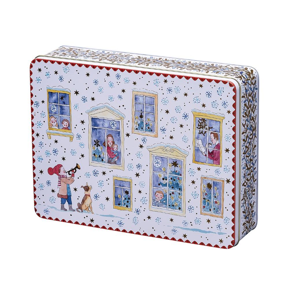 Vianočná súprava 3 plechových nádob na cukrovinky, Štedrý večer