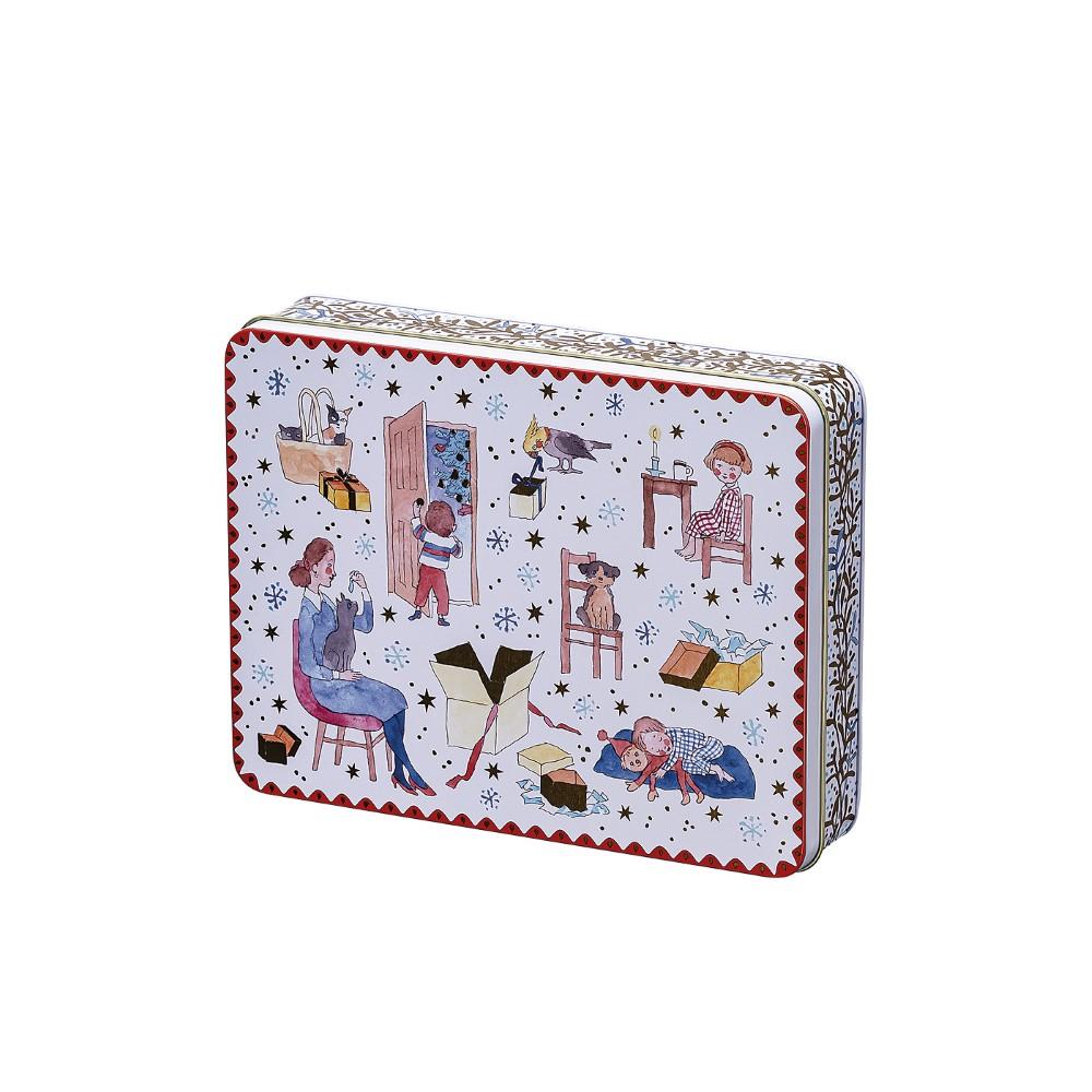 Vianočná súprava 3 plechových nádob na cukrovinky, Štedrý večer