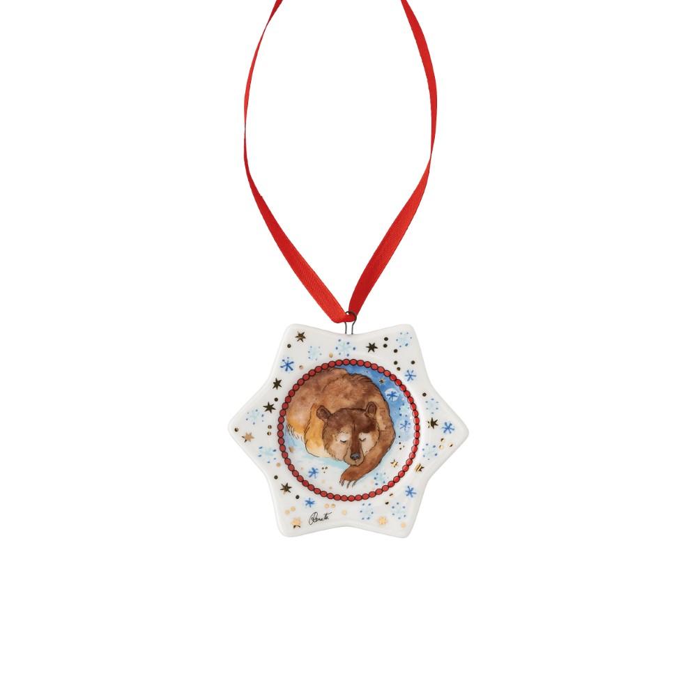 Vianočná sada 3 porcelánové mini ozdoby, Štedrý večer, 6 cm