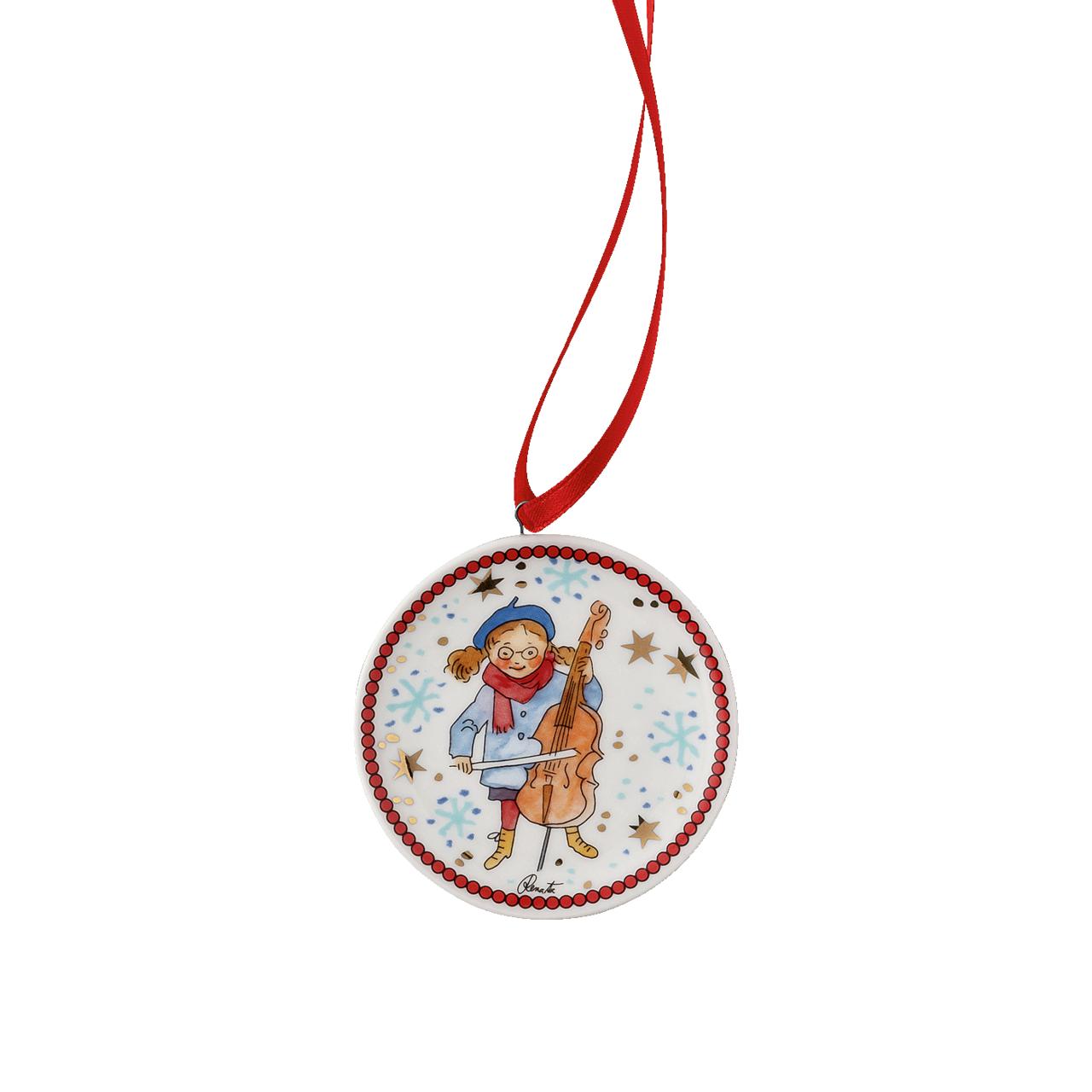 Vianočná sada 3 porcelánové mini ozdoby, Christmas Sounds, 6 cm