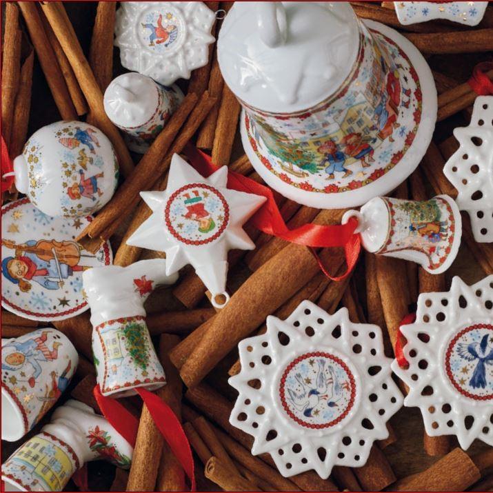 Vianočná sada 3 porcelánové mini ozdoby, Christmas Sounds, 6 cm