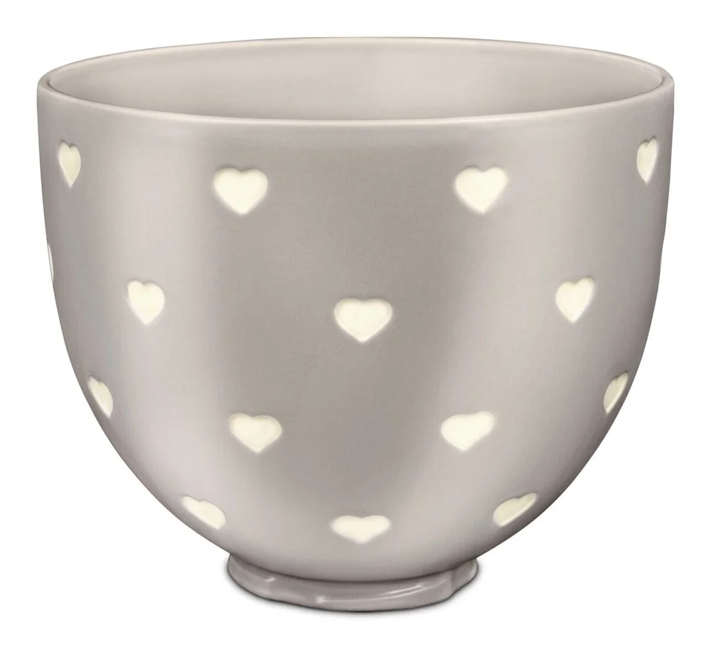 Keramická misa 4,83l, Srdcia, sivá