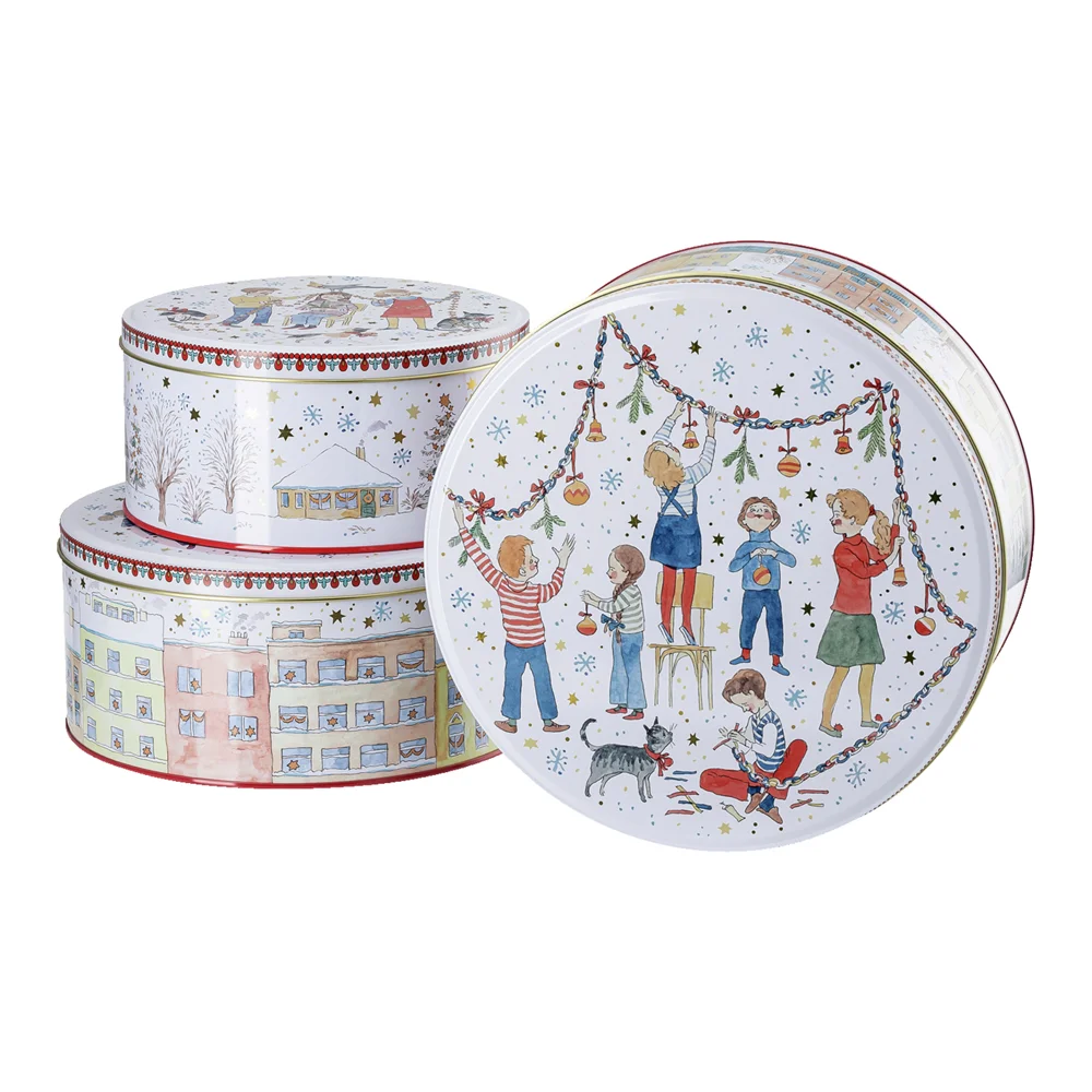 Vianočná súprava 3 plechových nádob na cukrovinky, Vianočné svetielka