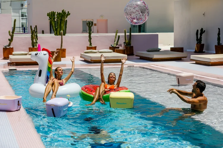 Fialový a zelený chladiaci box Polarbox